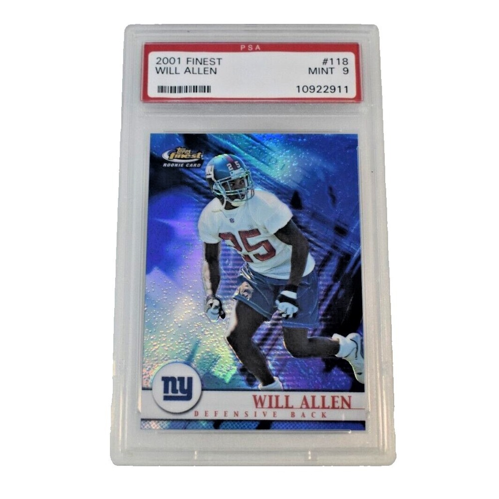 2001 Topps Finest Refractor Will Allen New York Giants PSA 9 Mint #118 RC